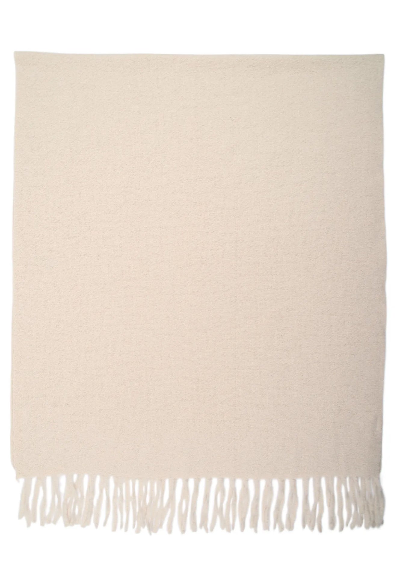 Wolllen scarf met franjes creme