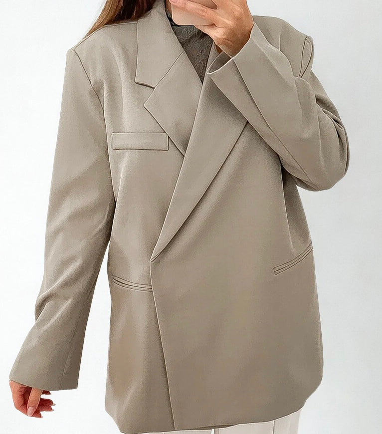 Oversized overslag blazer stone
