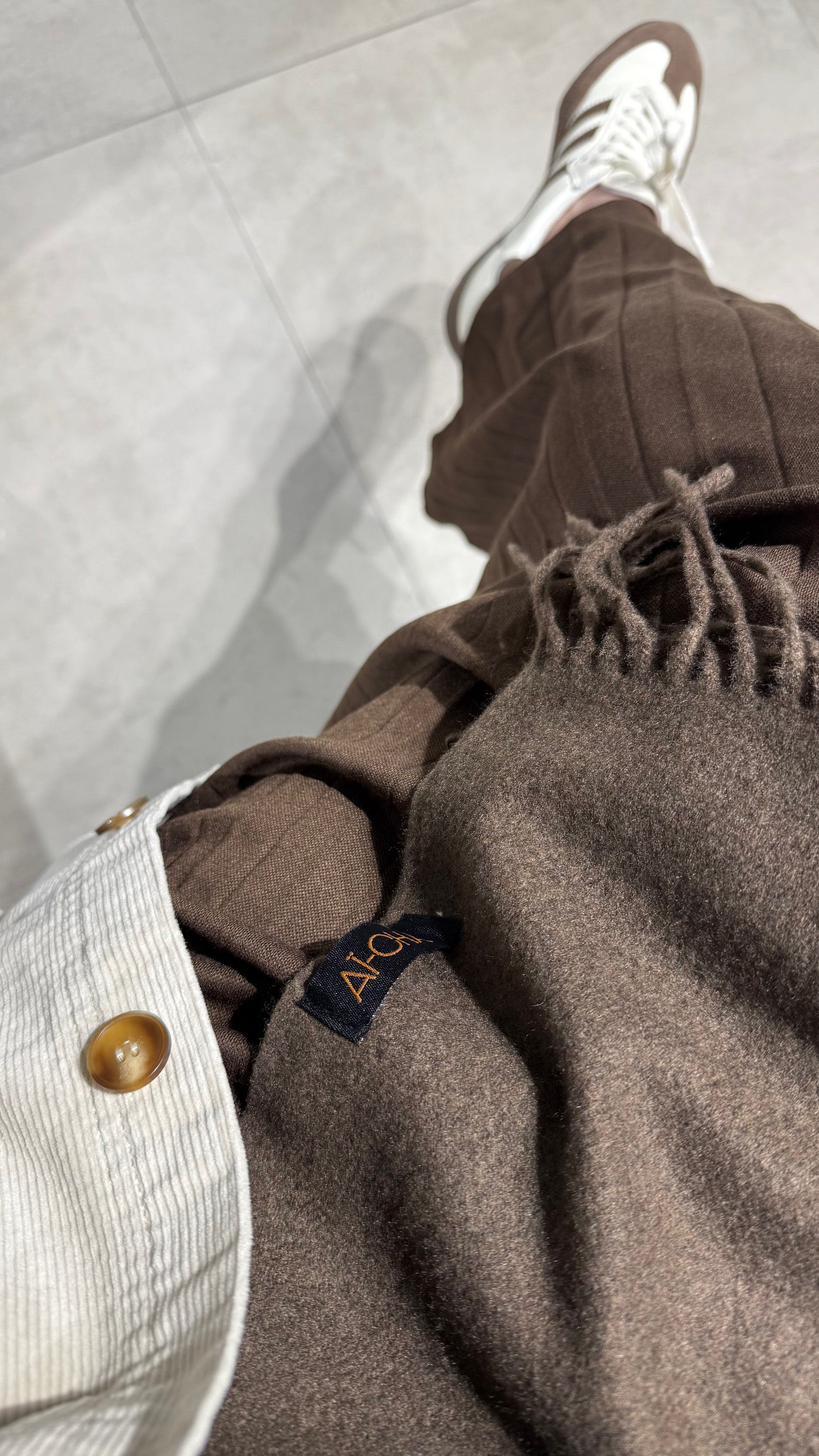 Cashmere scarf met franjes