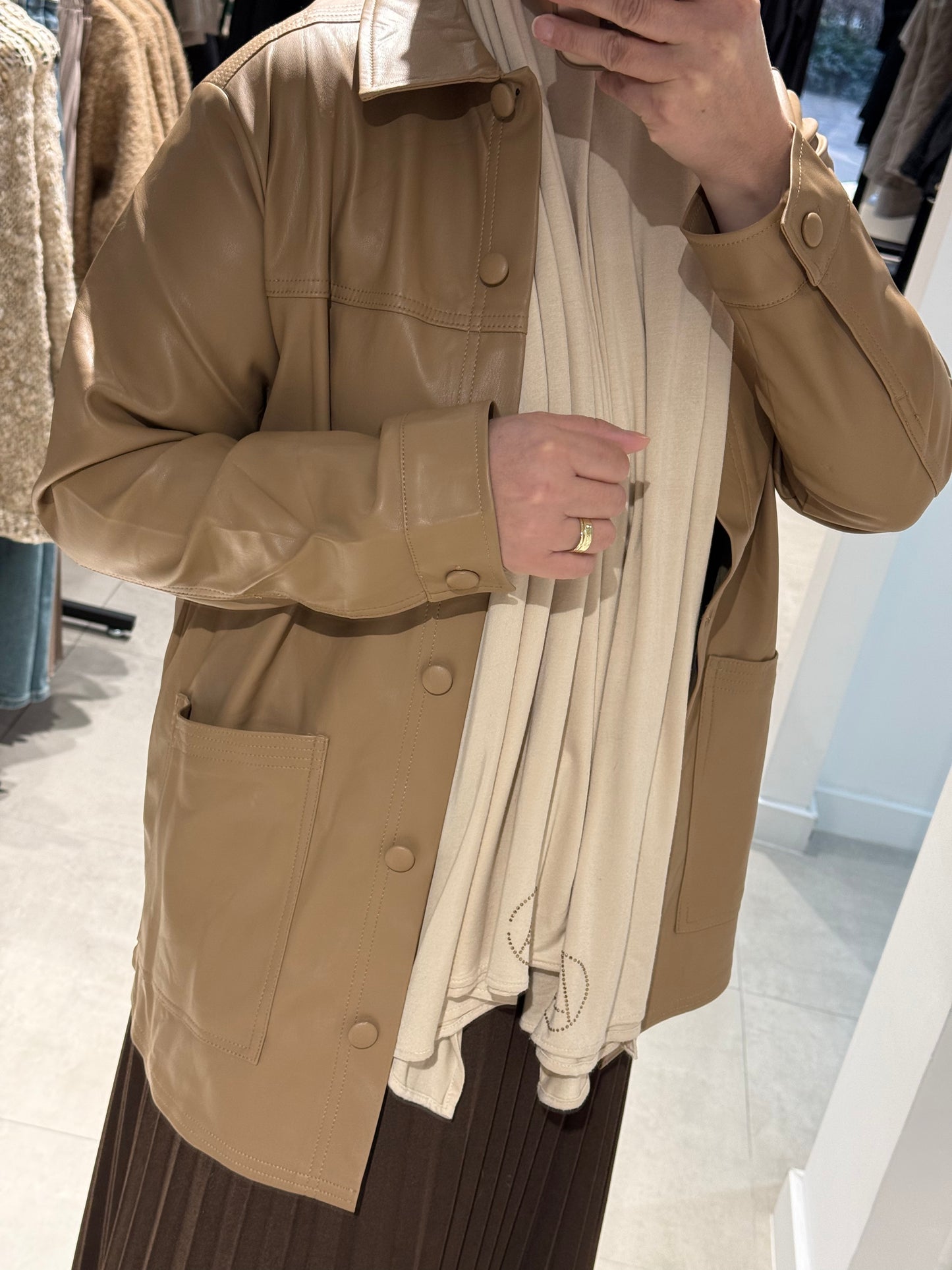 Coated jacket Camel