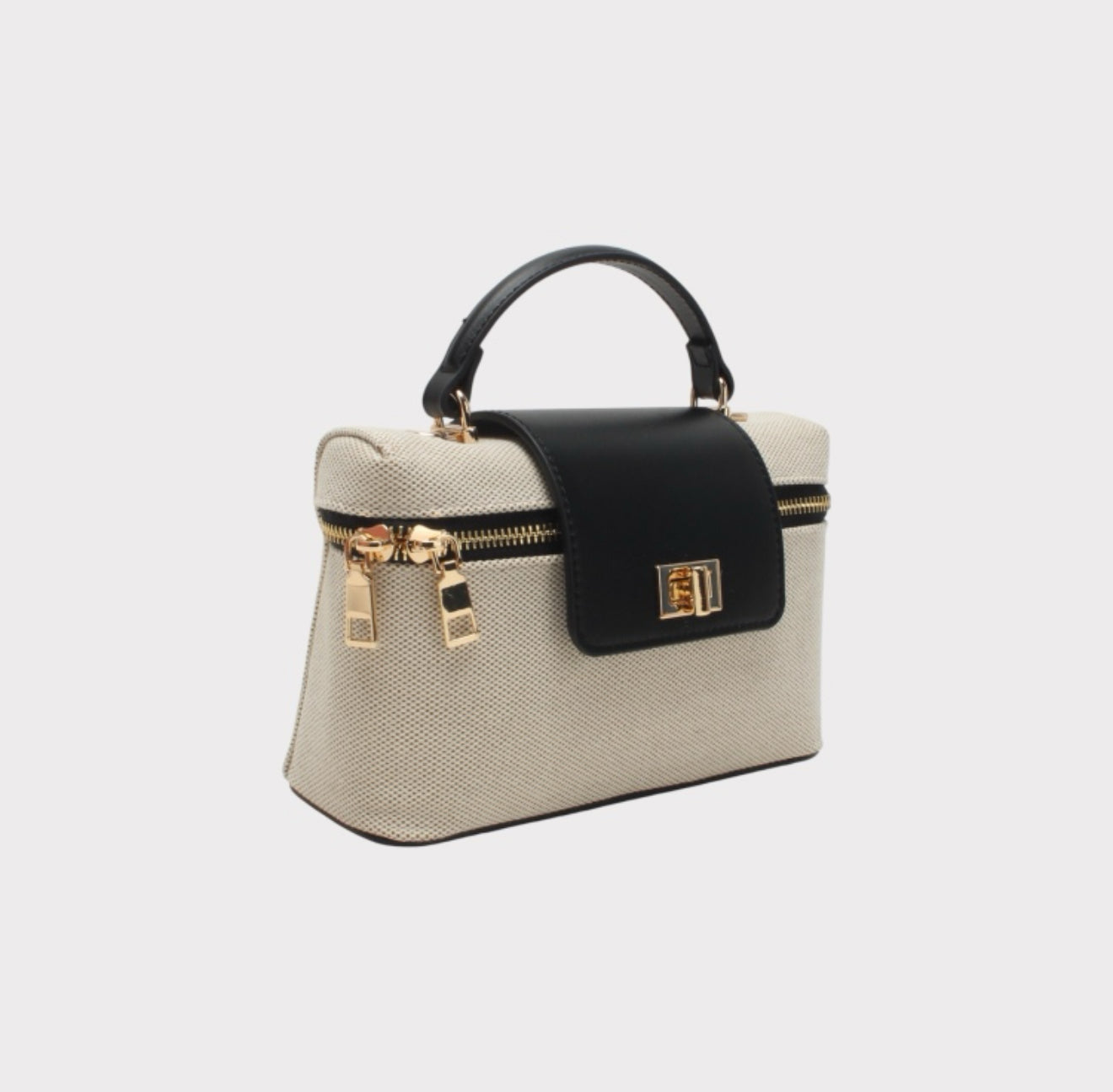 Crossbody bag black linnen cotton