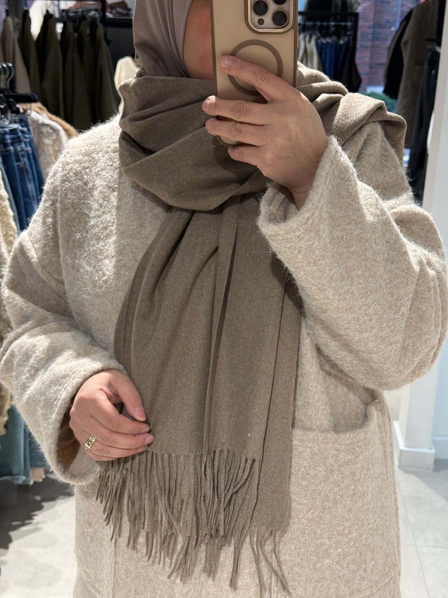 Cashmere scarf met franjes