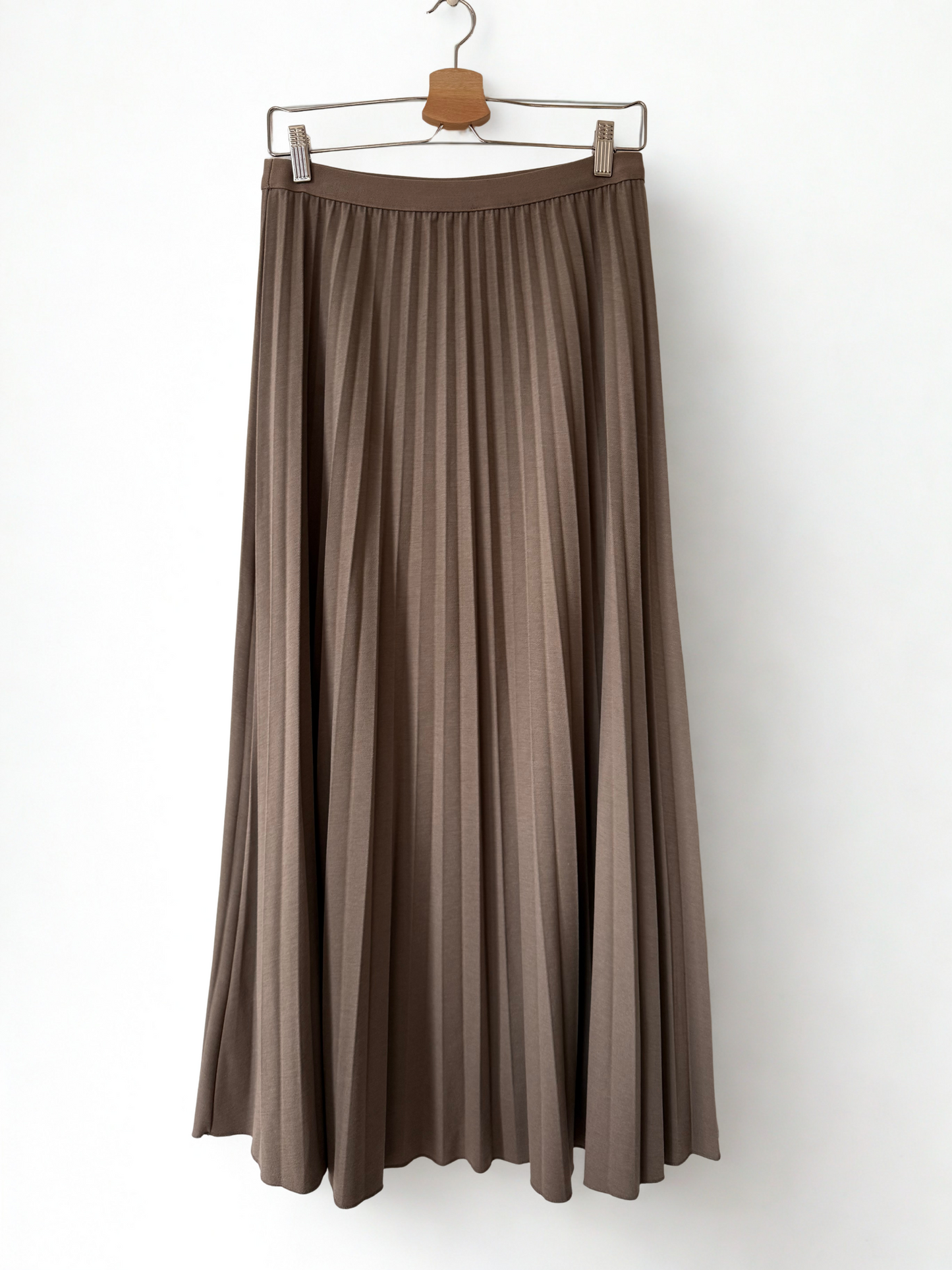Geweven plissé maxi skirt Taupe