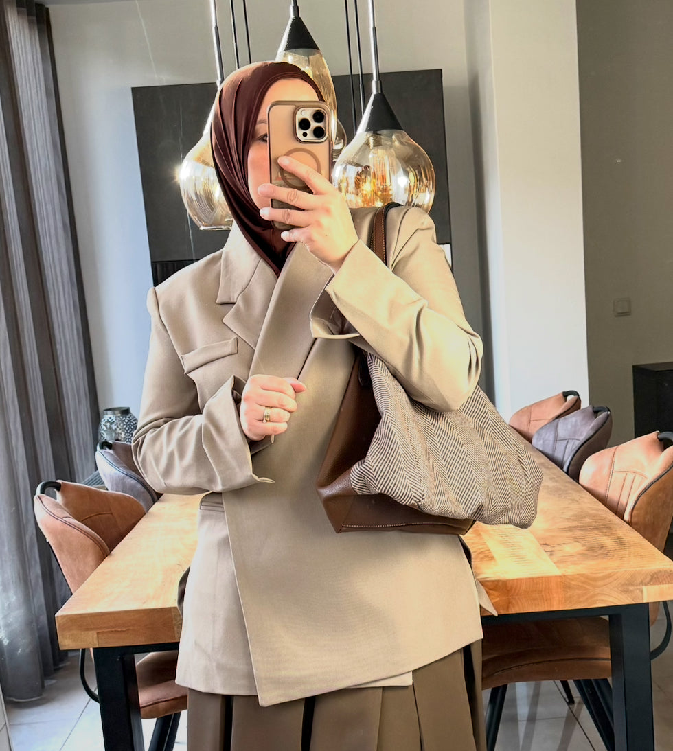 Oversized overslag blazer stone