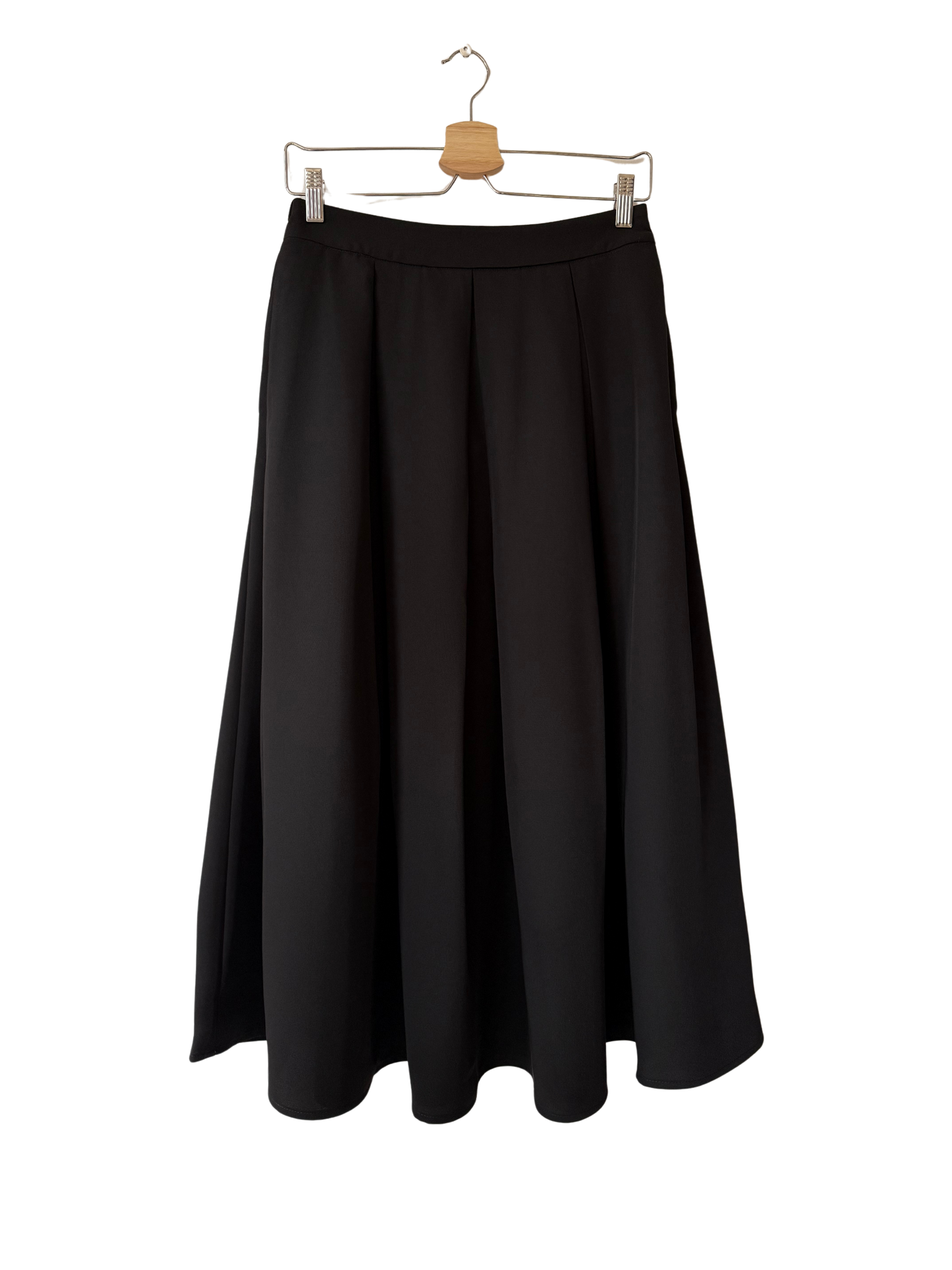 Midi rok met plooi detail black