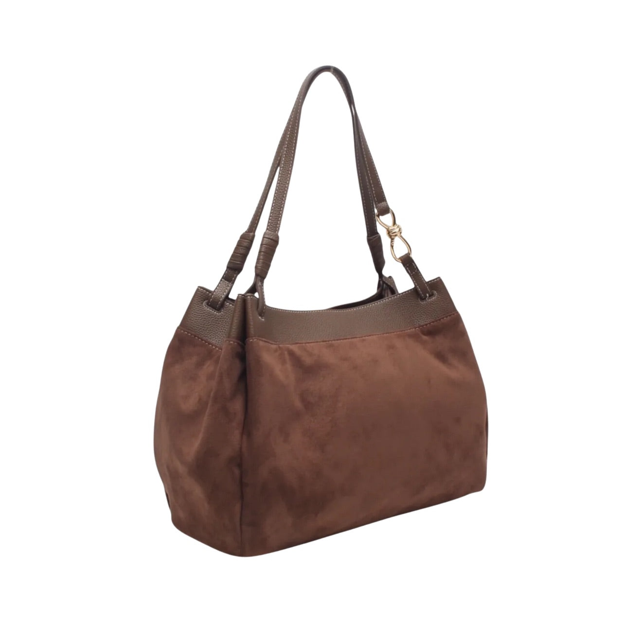 Elegante Marron schoudertas- suéde look
