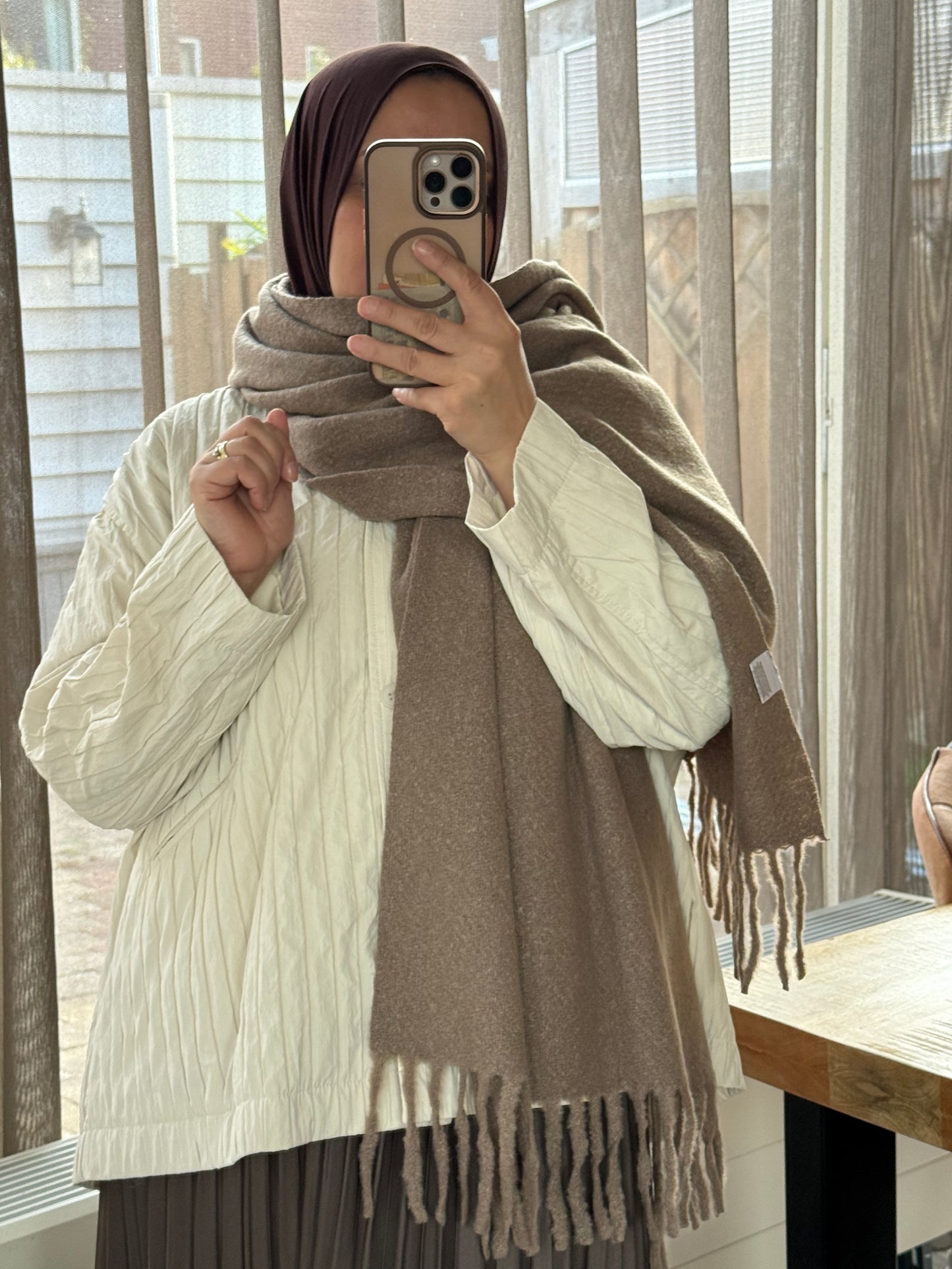 Gewatteerd oversized jasje ecru