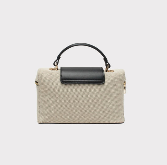 Crossbody bag black linnen cotton