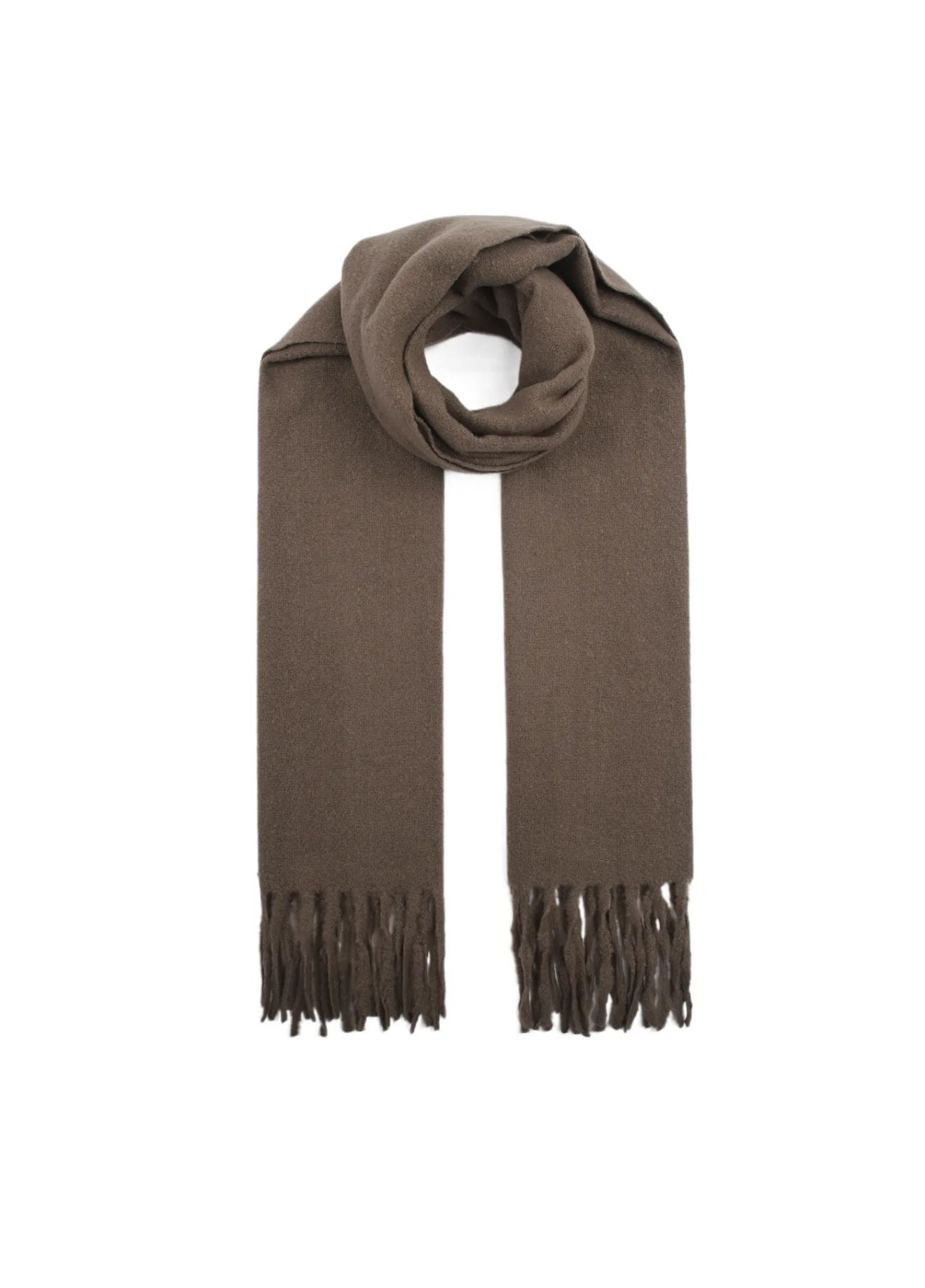 Wollen scarf met franjes Mocha