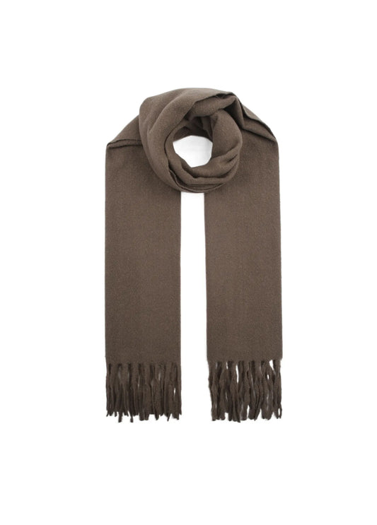 Wollen scarf met franjes Mocha