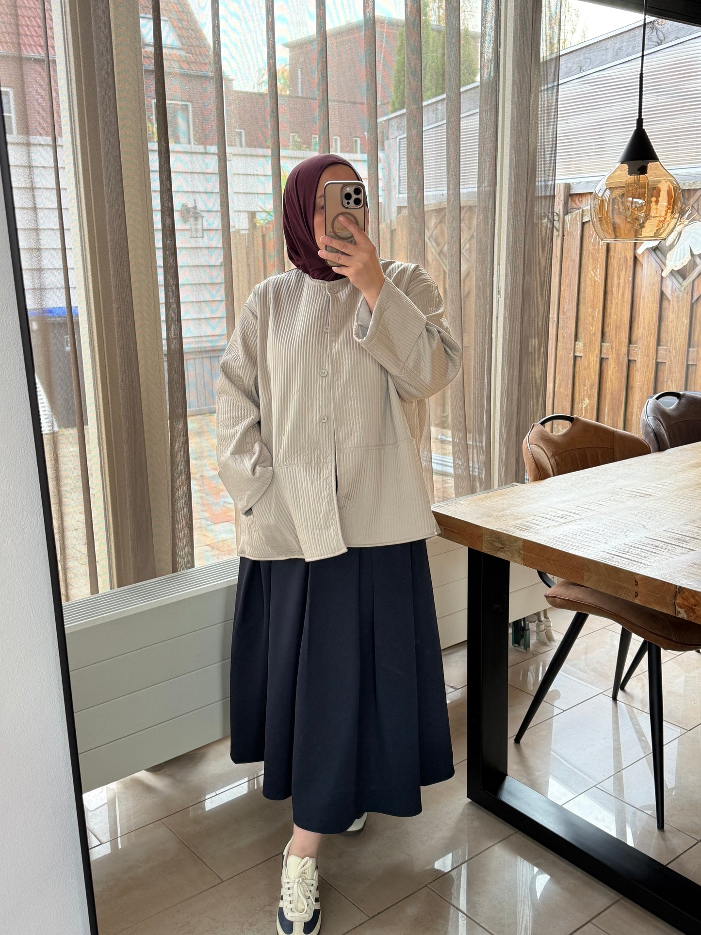 Midi rok met plooi detail marine blue