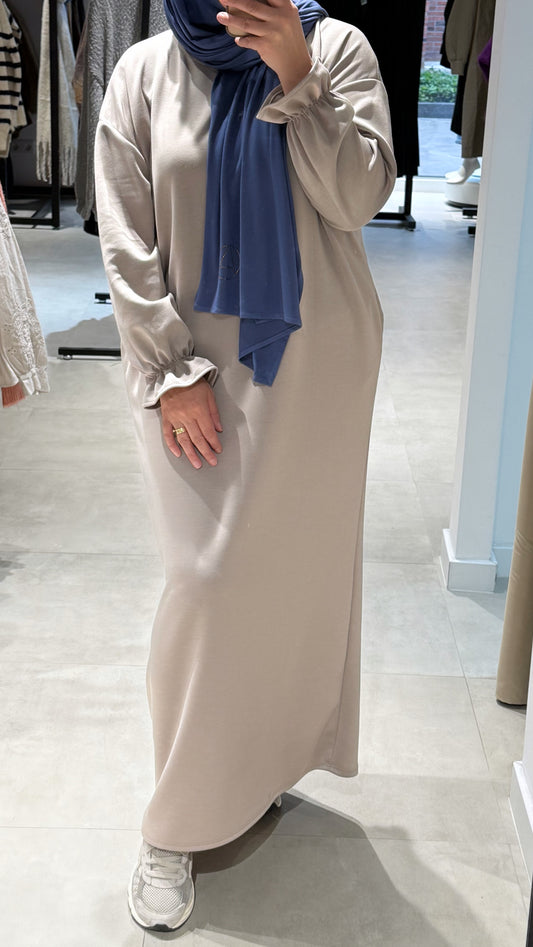 Sweat dress met pofmouwtjes