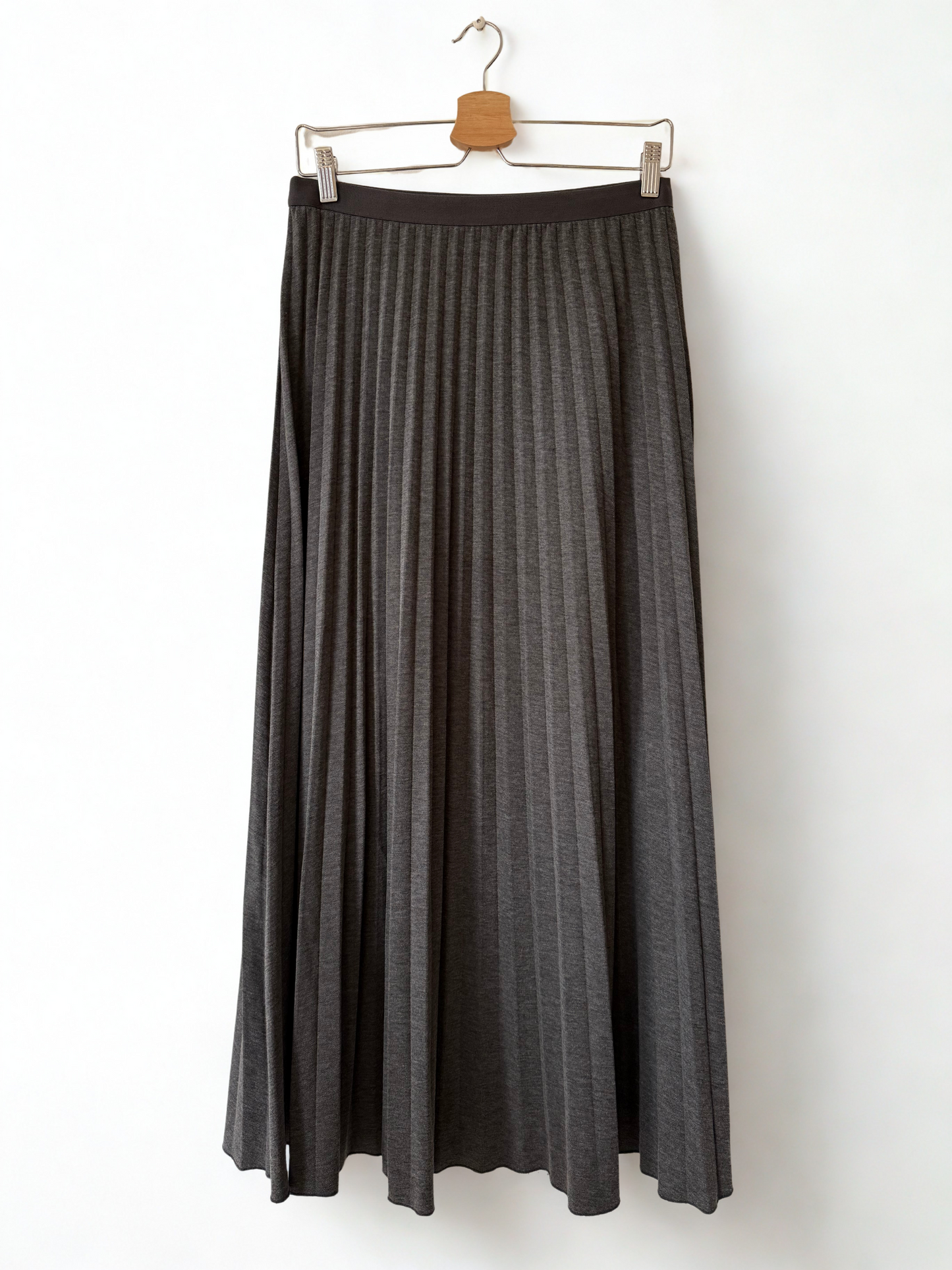 Geweven plissé maxi skirt gray