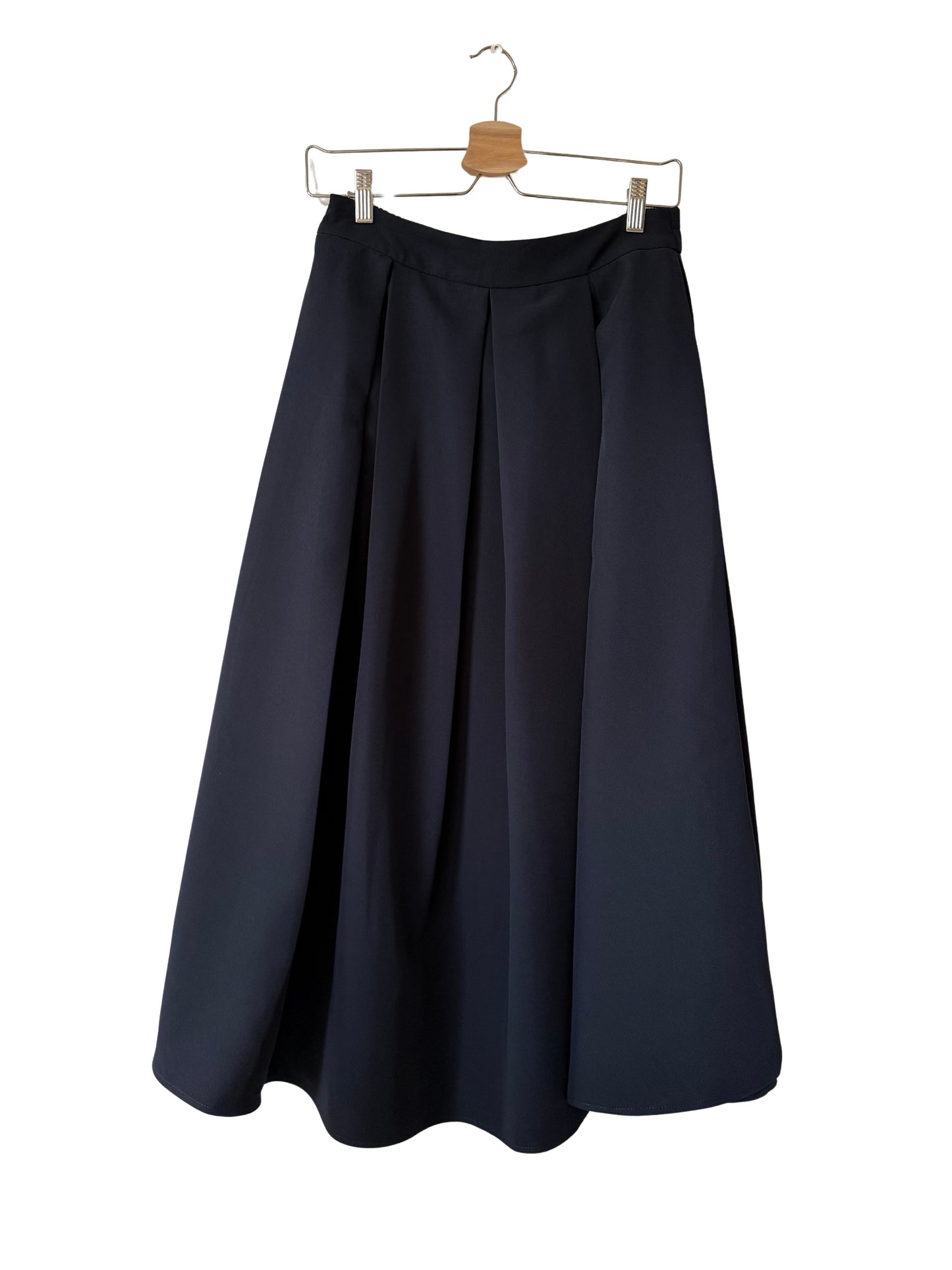 Midi rok met plooi detail marine blue