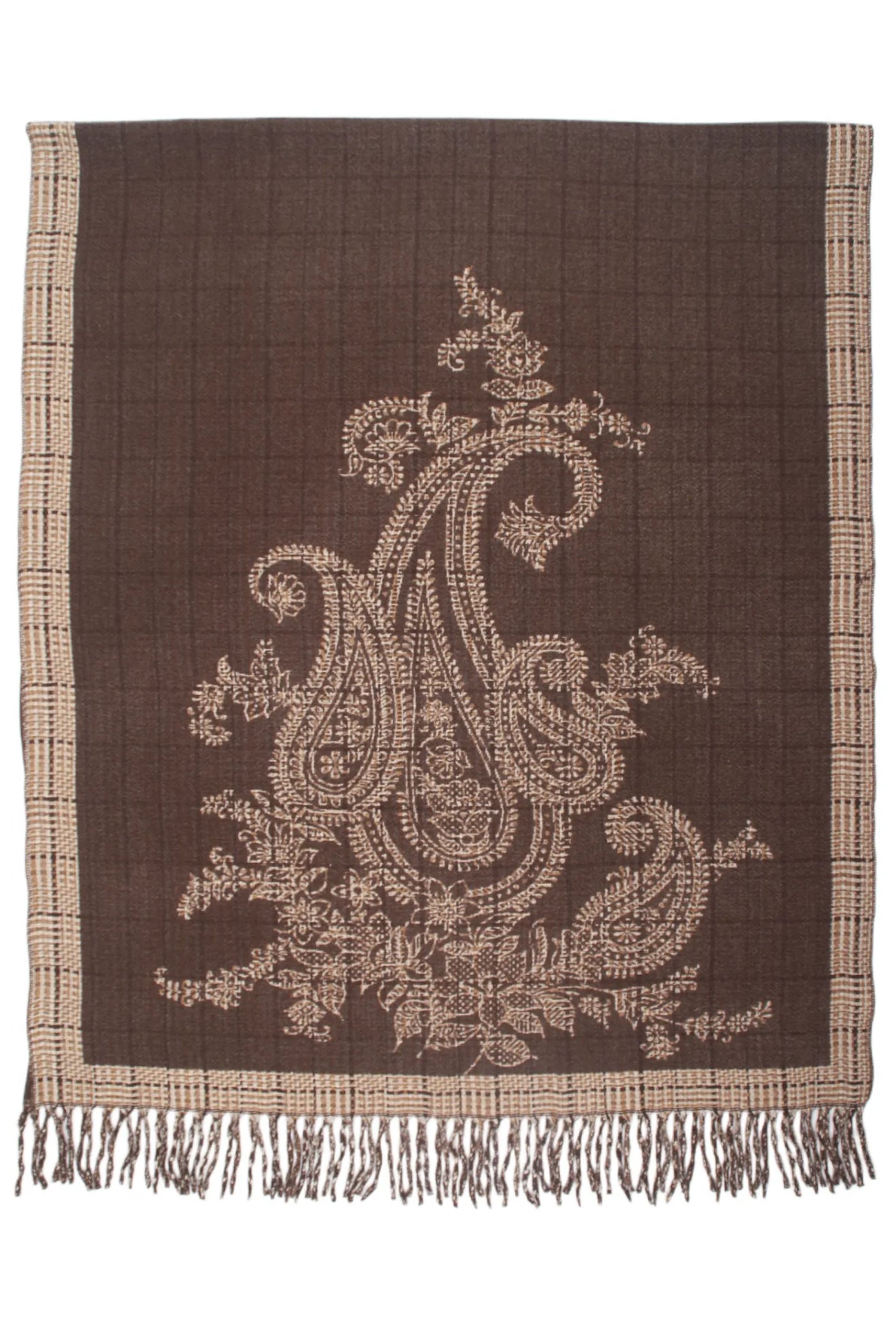Klassieke Paisley-ruit scarf Marron