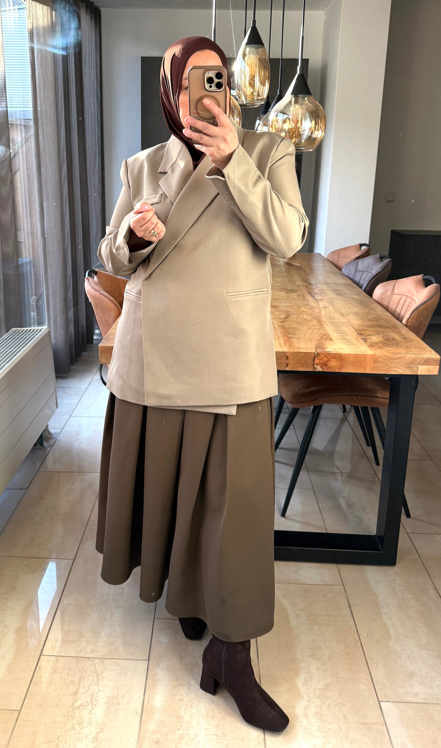 Oversized overslag blazer stone