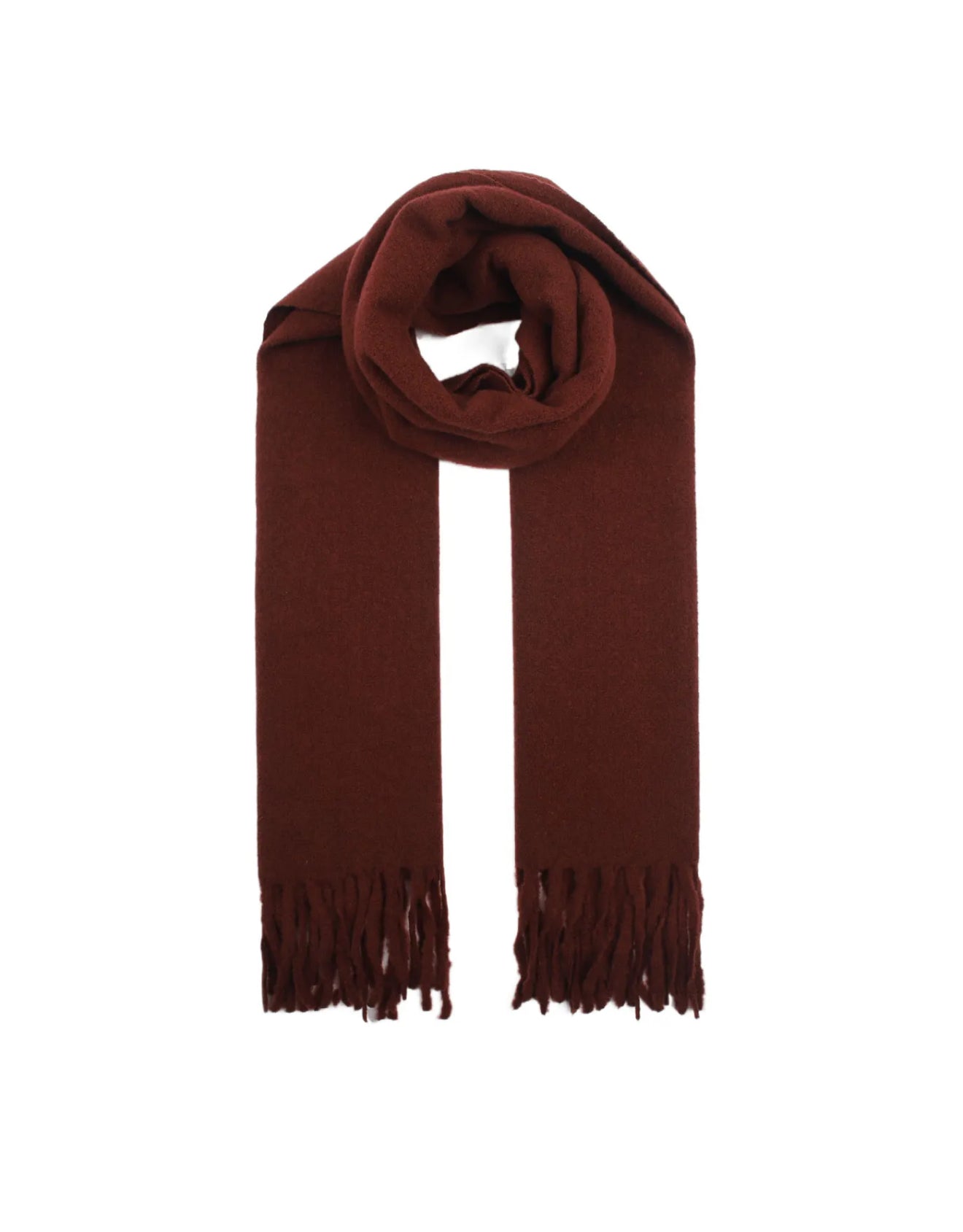 Wollen scarf met franjes Bordeaux