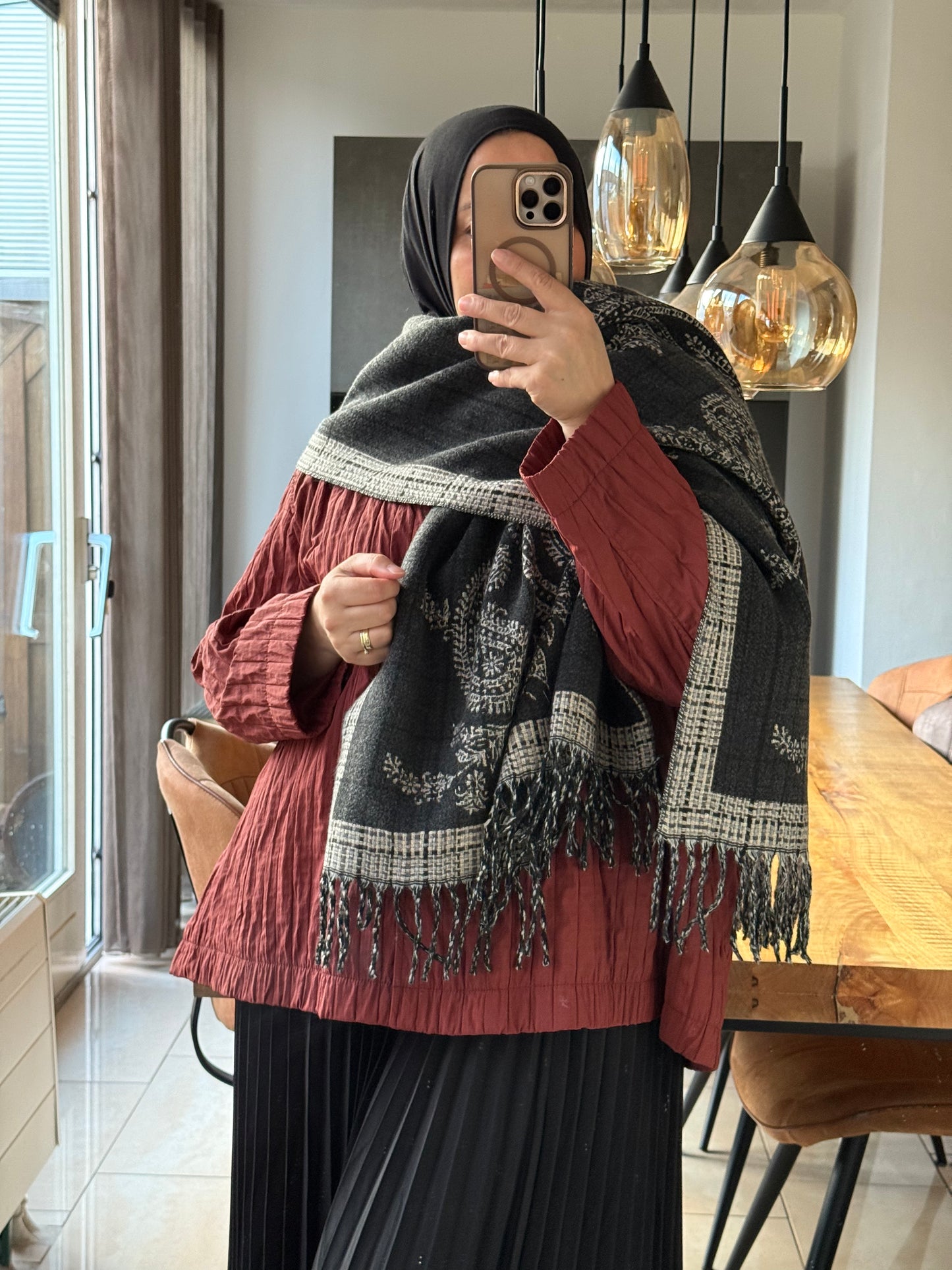 Klassieke Paisley-ruit scarf Black