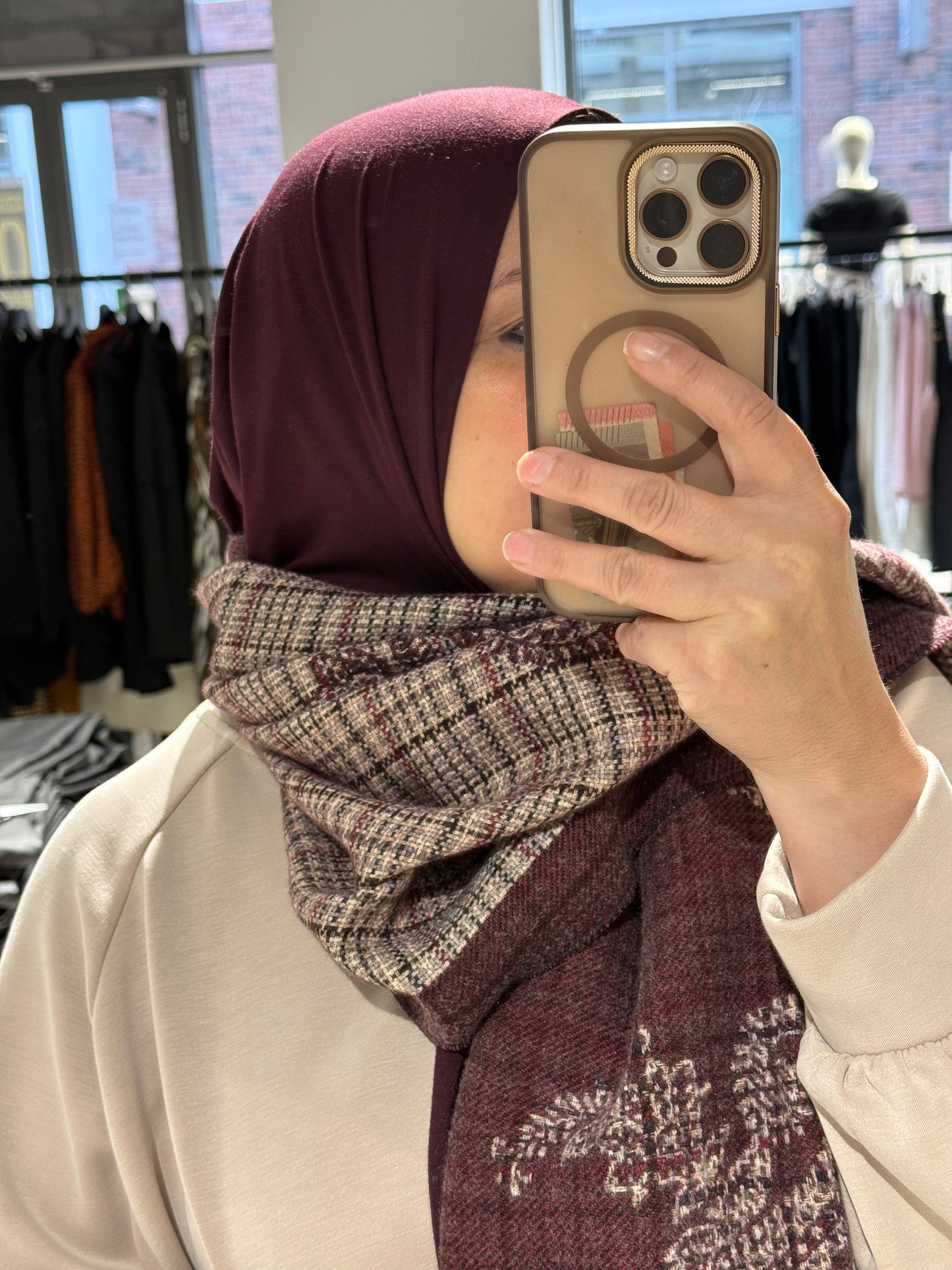 klassieke Paisley-ruit scarf Burgundy