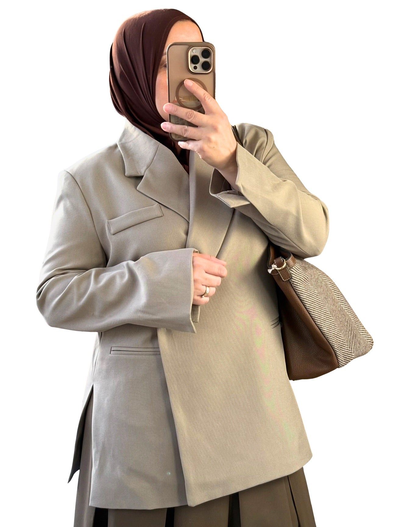 Oversized overslag blazer stone