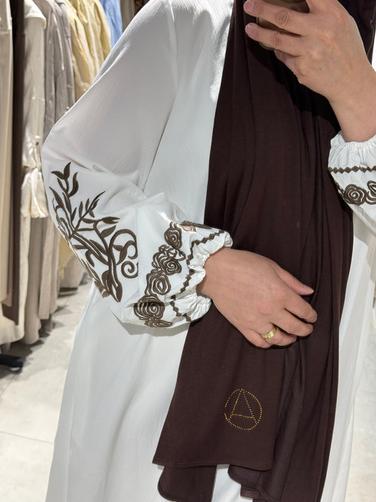 Abaya white broderie