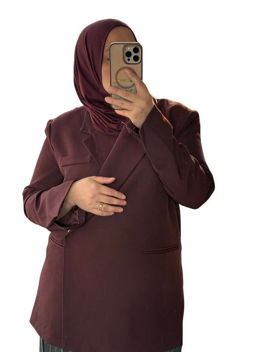 Oversized oveslag blazer burgundy