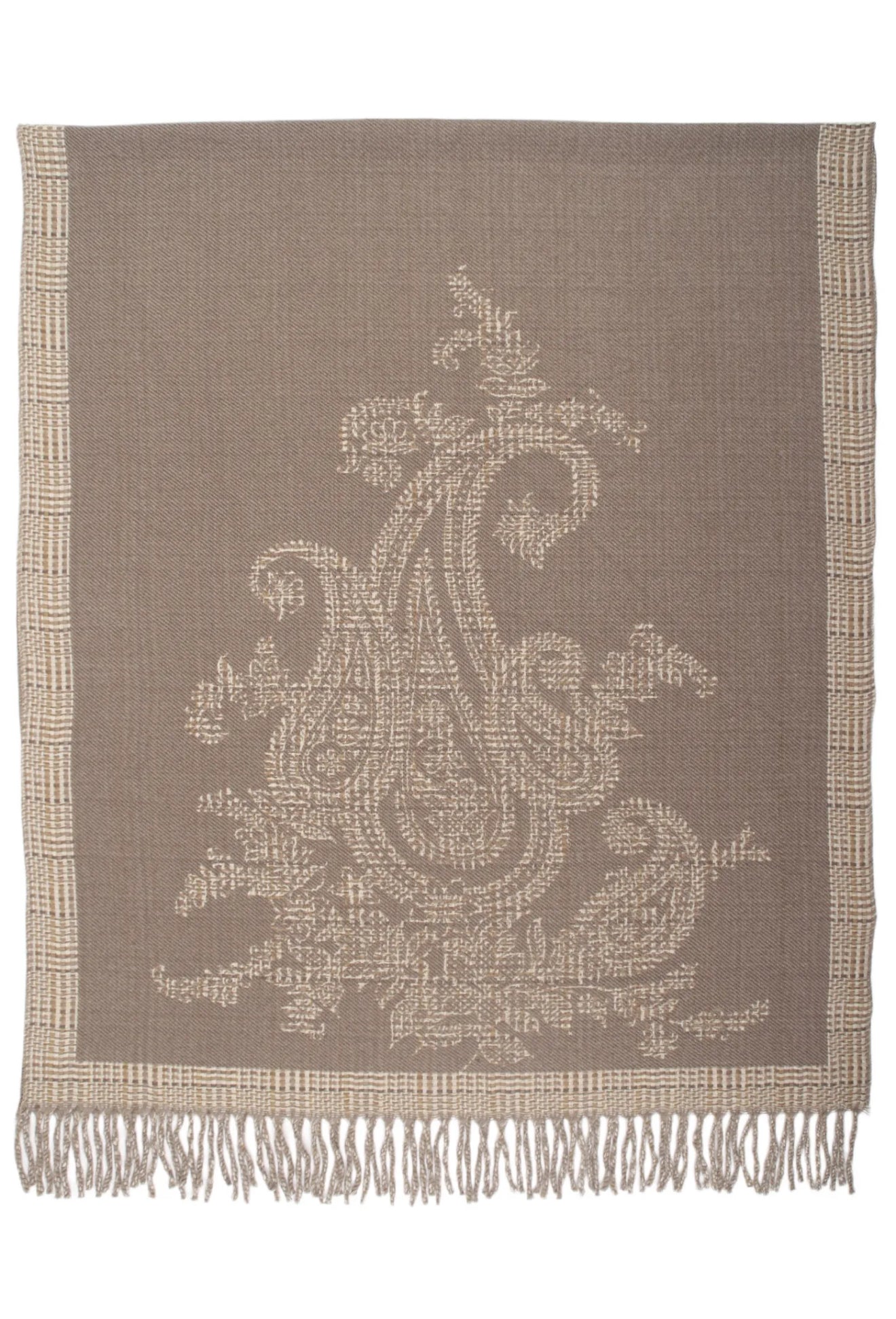 Klassieke Paisley-ruit scarf taupe