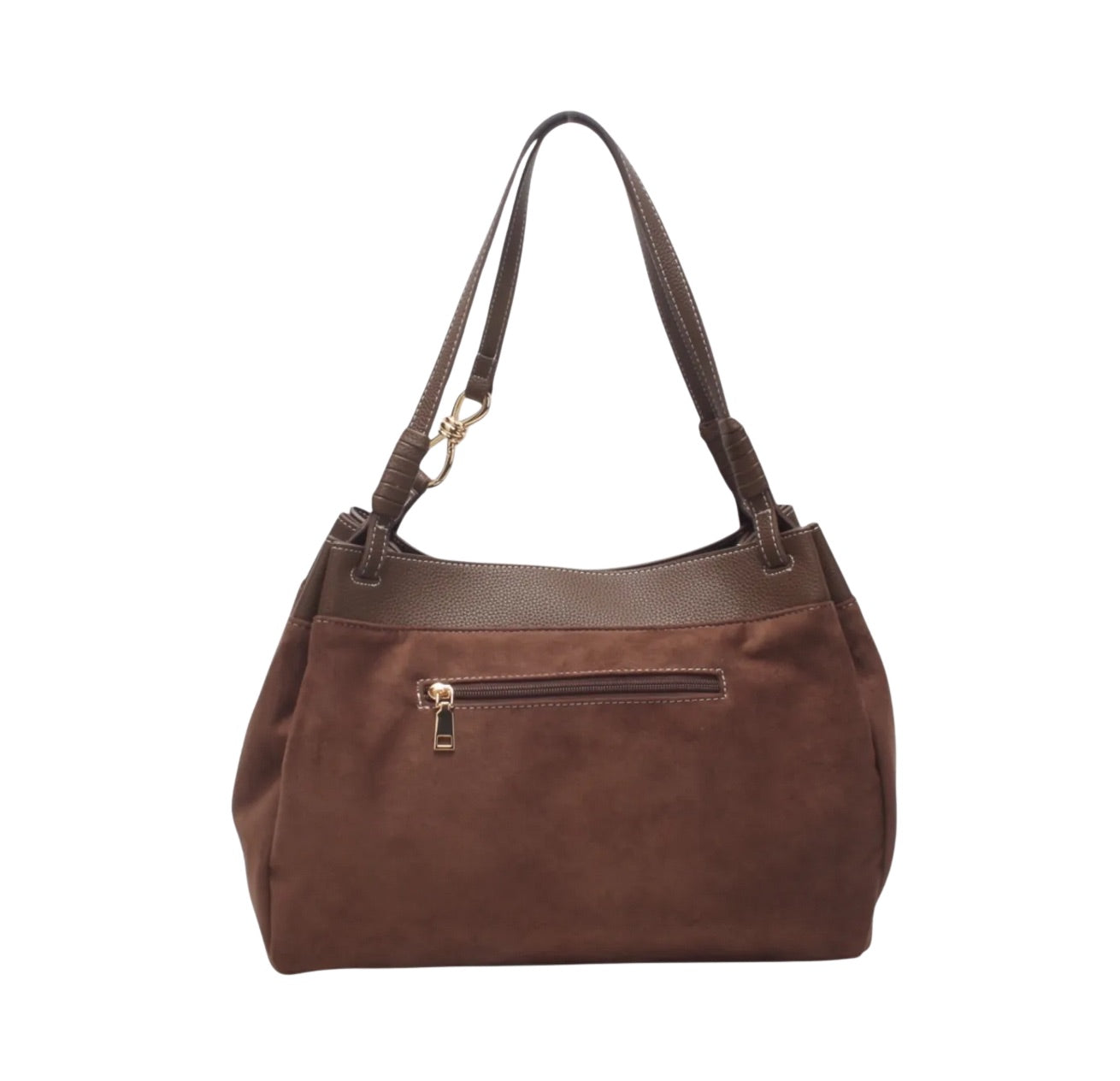 Elegante Marron schoudertas- suéde look