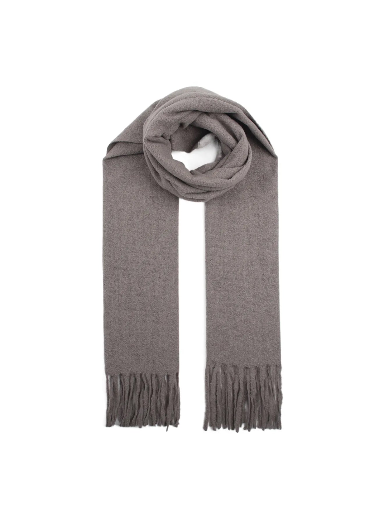 Wollen scarf met franjes Grey