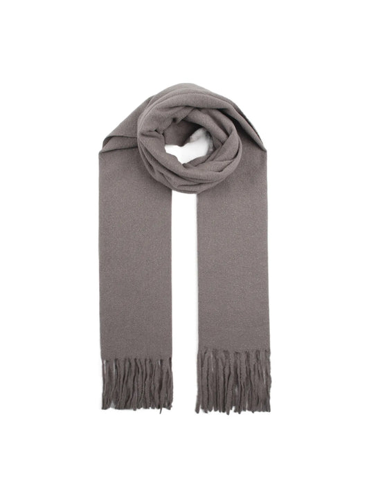 Wollen scarf met franjes Grey