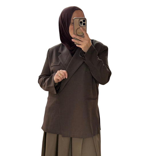 Oversized overslag blazer Marron