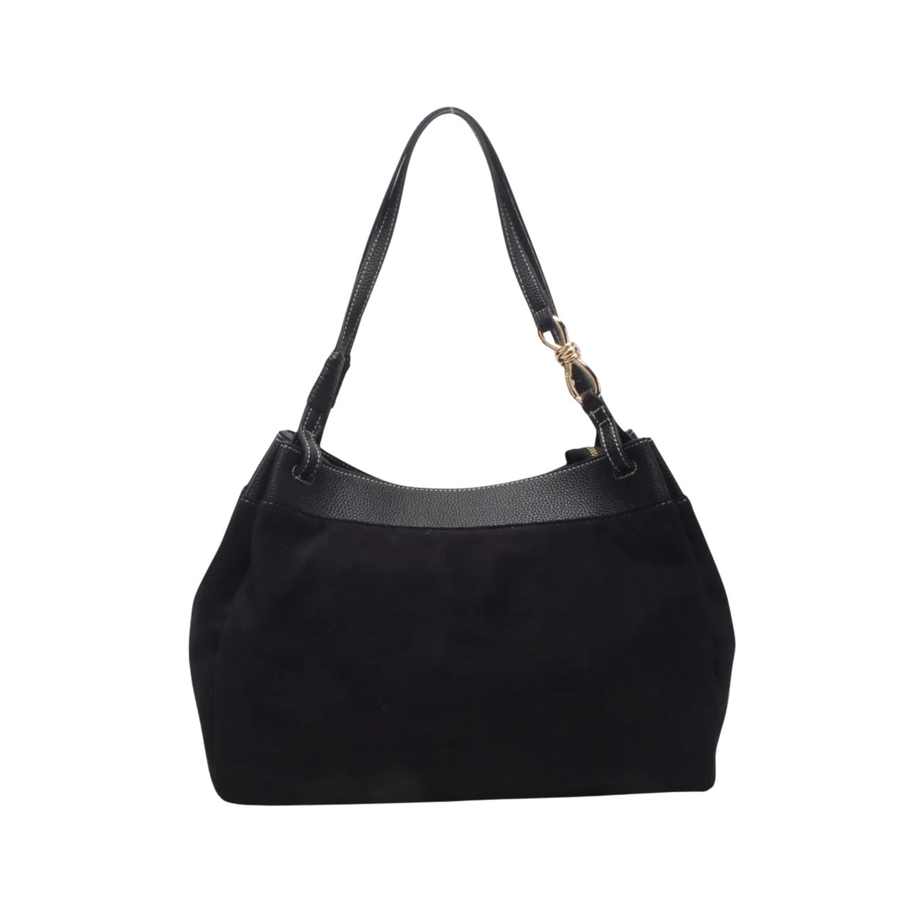 Elegante zwarte schoudertas- suède look