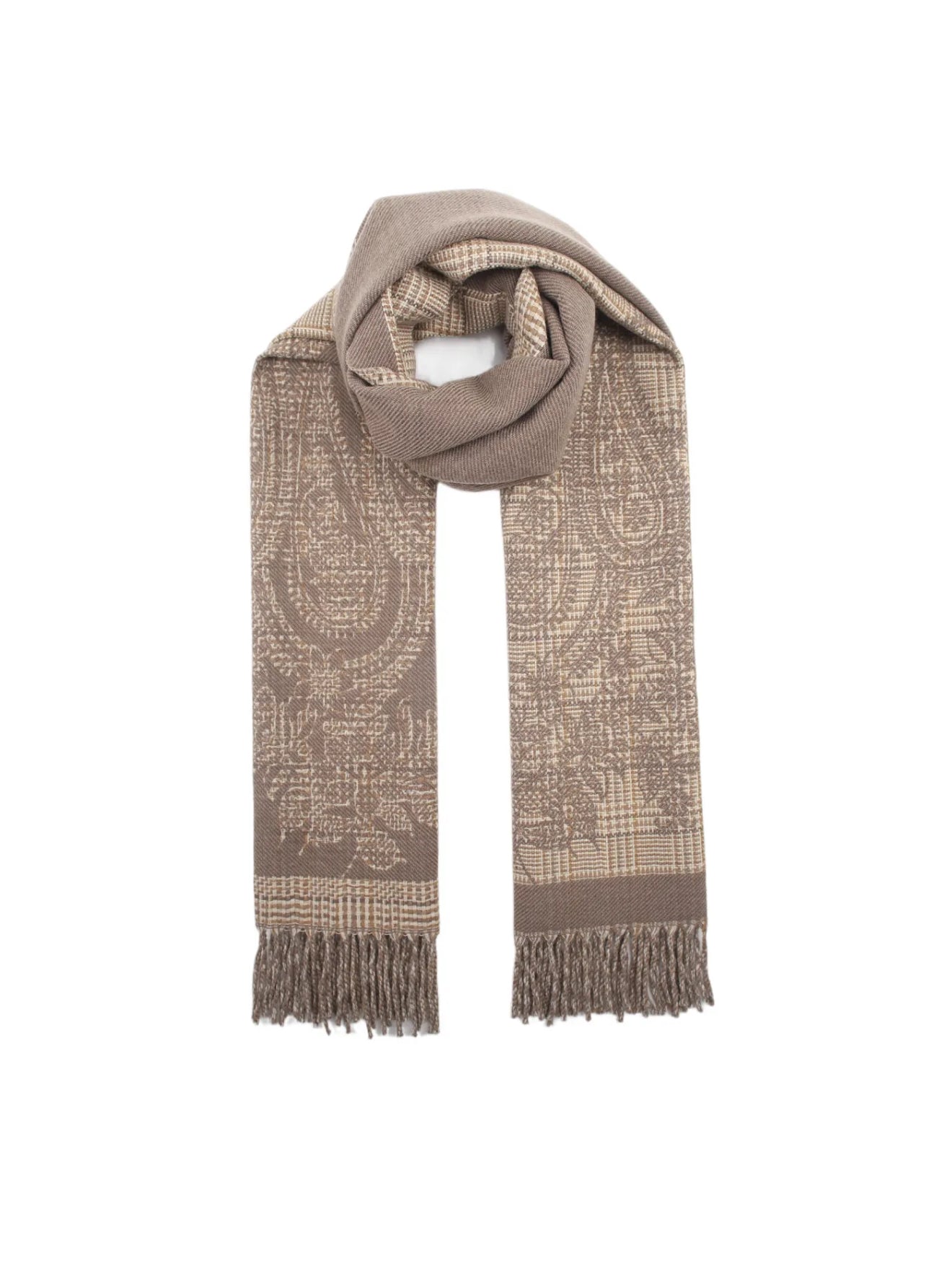 Klassieke Paisley-ruit scarf taupe