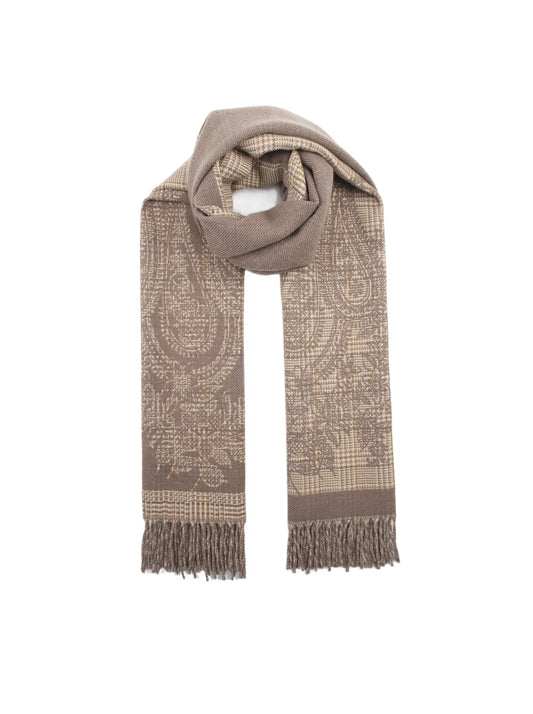 Klassieke Paisley-ruit scarf taupe