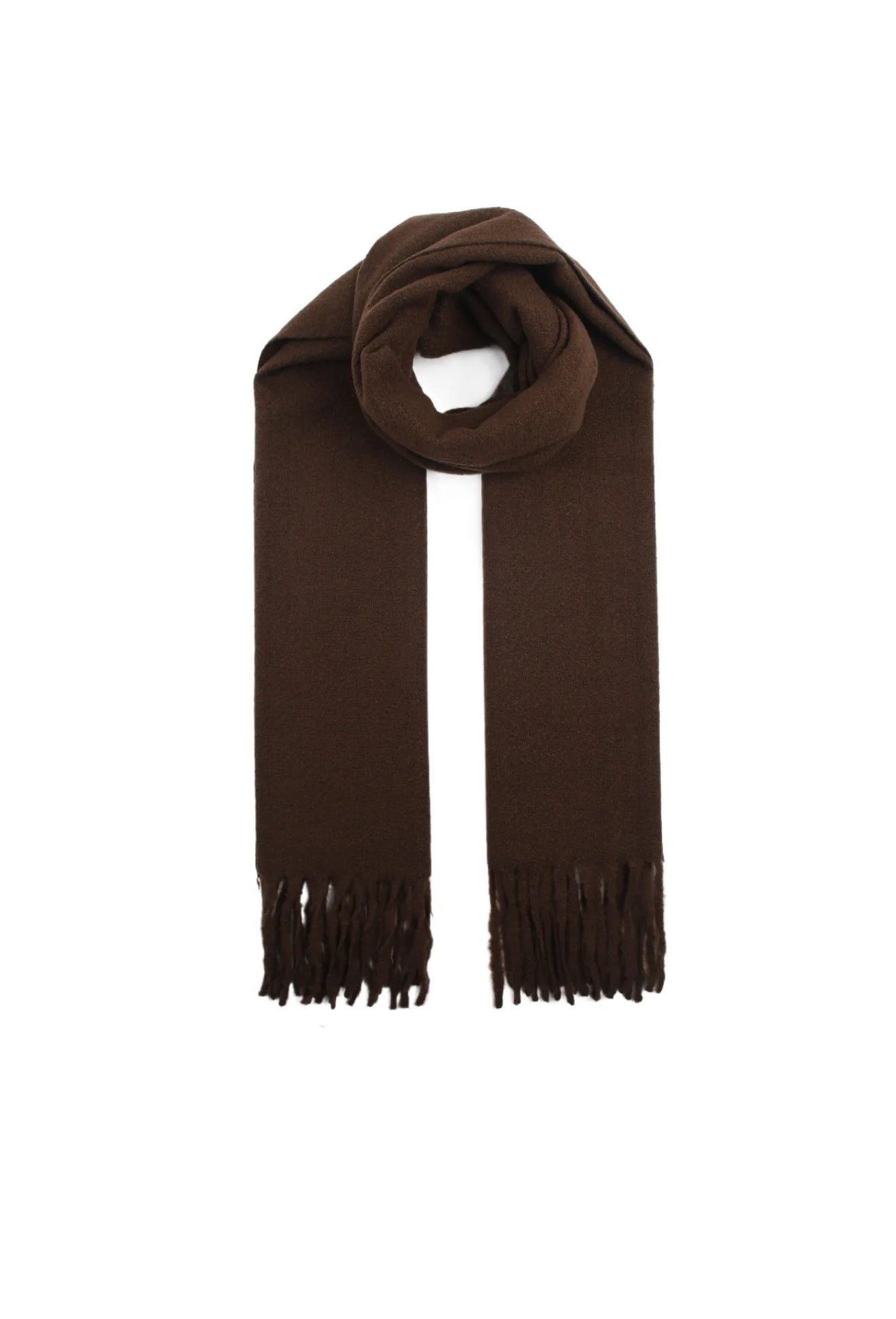 Wollen scarf met franjes Marron