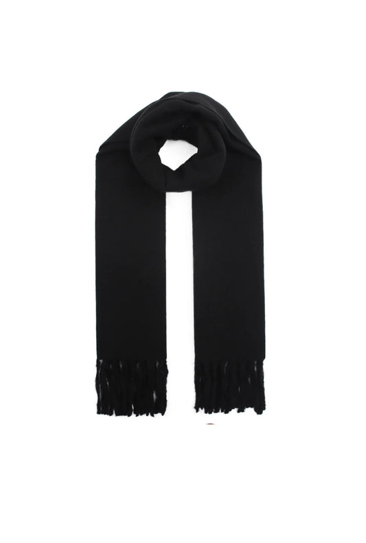 Wollen scarf met franjes Black