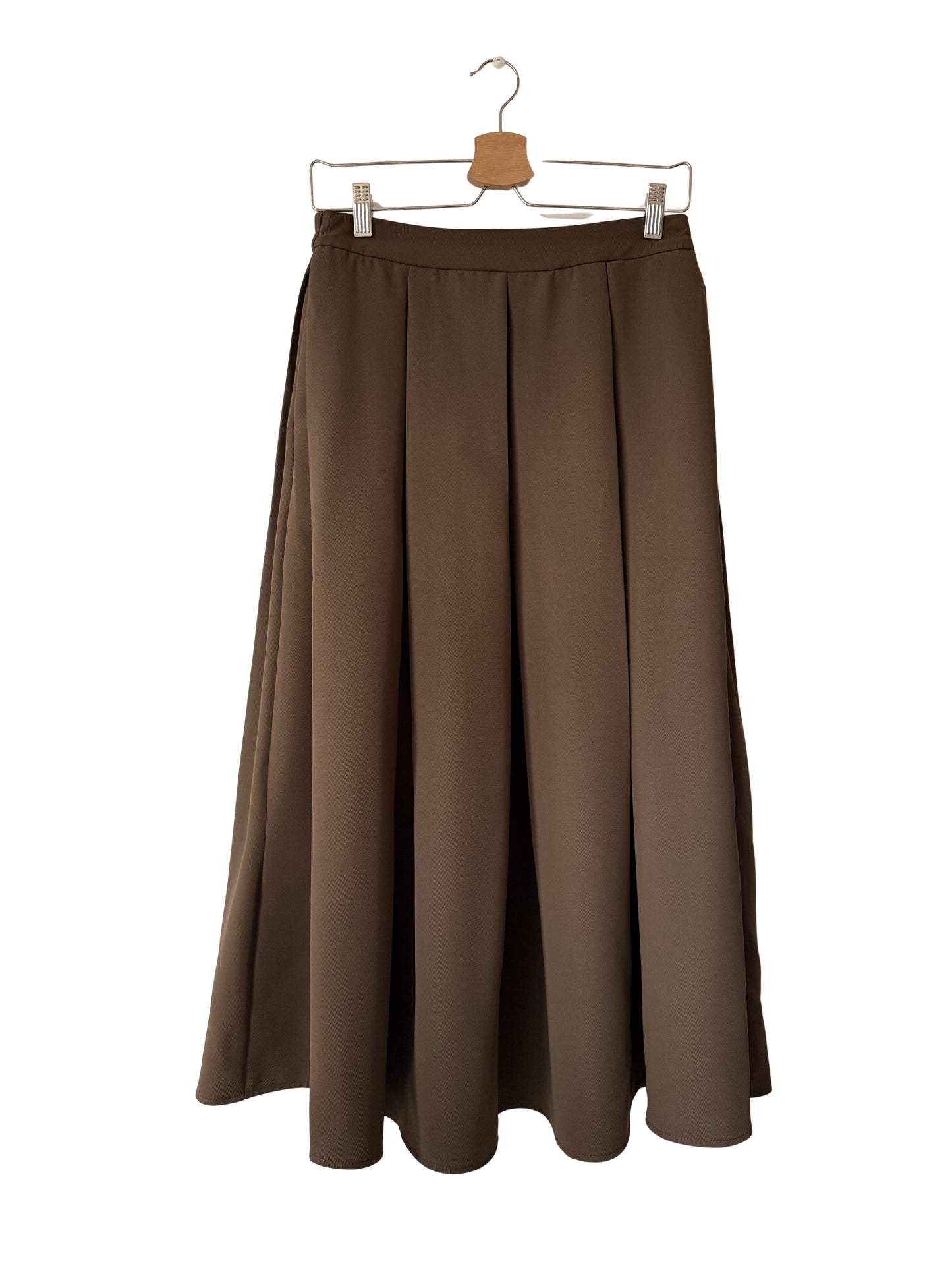 Midi rok met plooi detail  brown