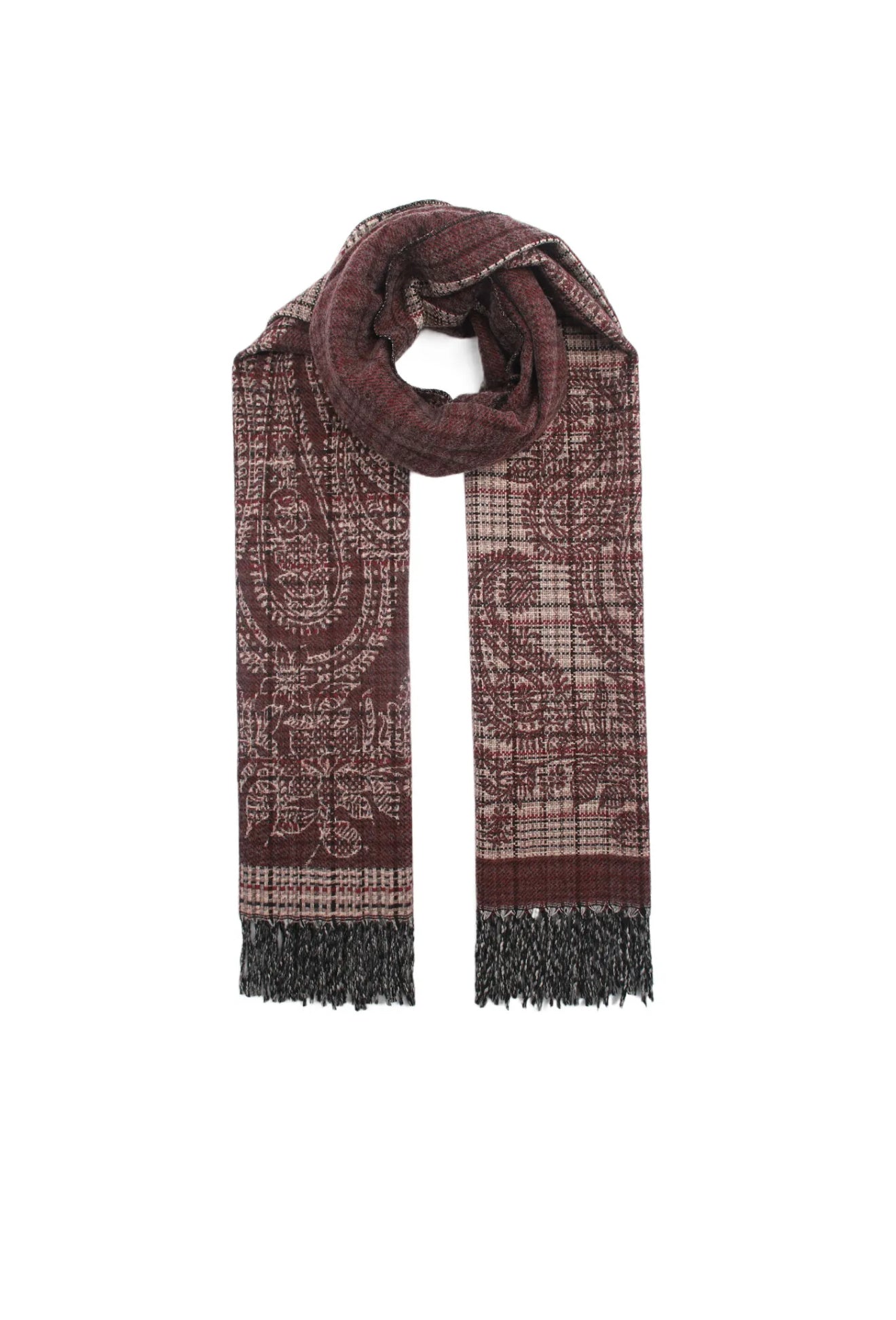 klassieke Paisley-ruit scarf Burgundy