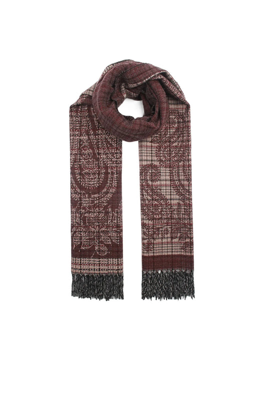 klassieke Paisley-ruit scarf Burgundy