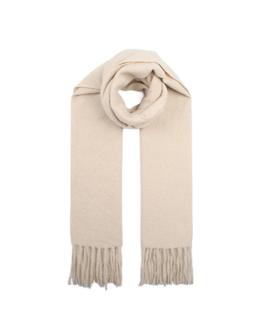Wolllen scarf met franjes creme