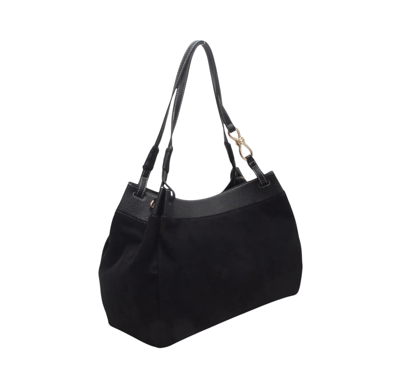 Elegante zwarte schoudertas- suède look