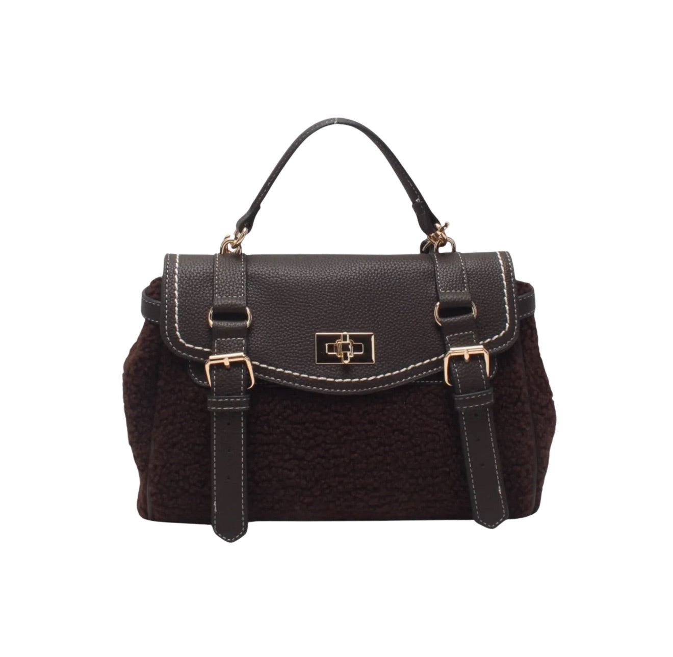 Chique Schapenvacht look handtas Choco/Choco