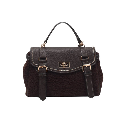 Chique Schapenvacht look handtas Choco/Choco