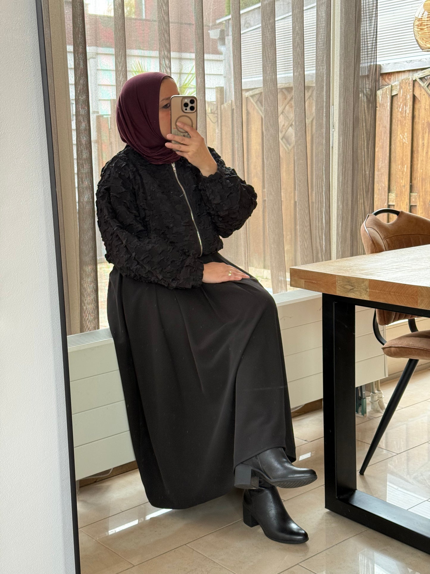 Cropped jasje met ballonmouwen black