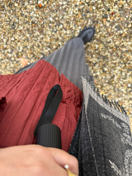 Geweven plissé maxi skirt gray