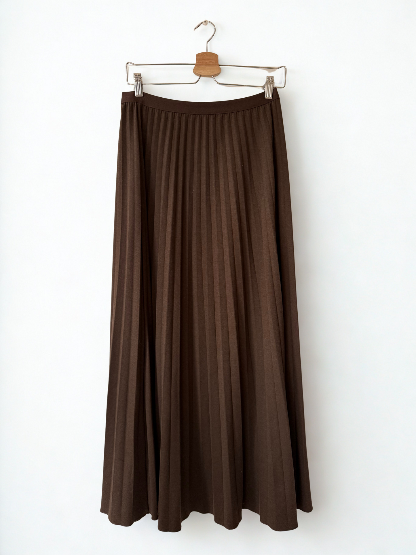 Geweven Plissé maxi skirt Marron